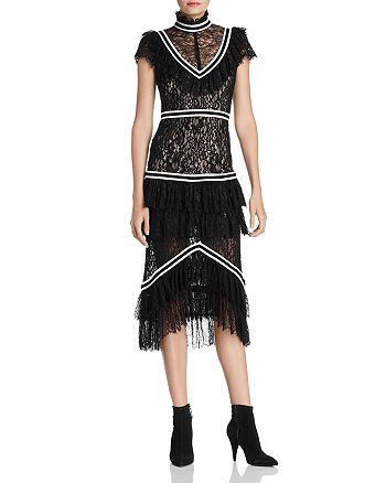 Alice and Olivia Alice + Olivia Annetta Tiered Ruffled Lace Dress ...