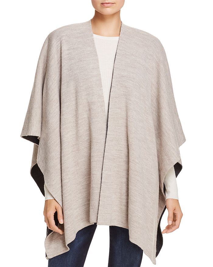 Aqua Reversible Knit Ruana - 100% Exclusive In Taupe/charcoal Gray