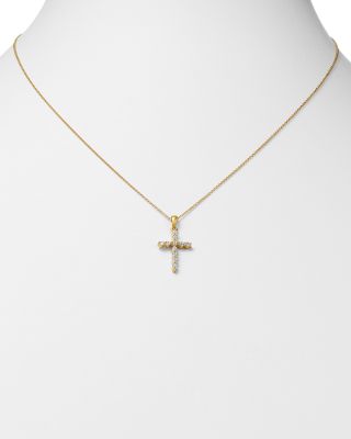Diamond Cross Pendant Necklace in 14K Yellow Gold, 0.25 tcw 