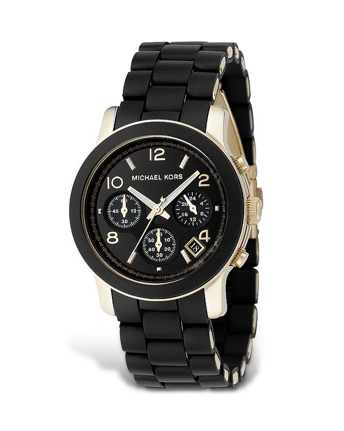 Michael Kors - Michael Kors Black Rubber Strap Chronograph Watch, 39 mm