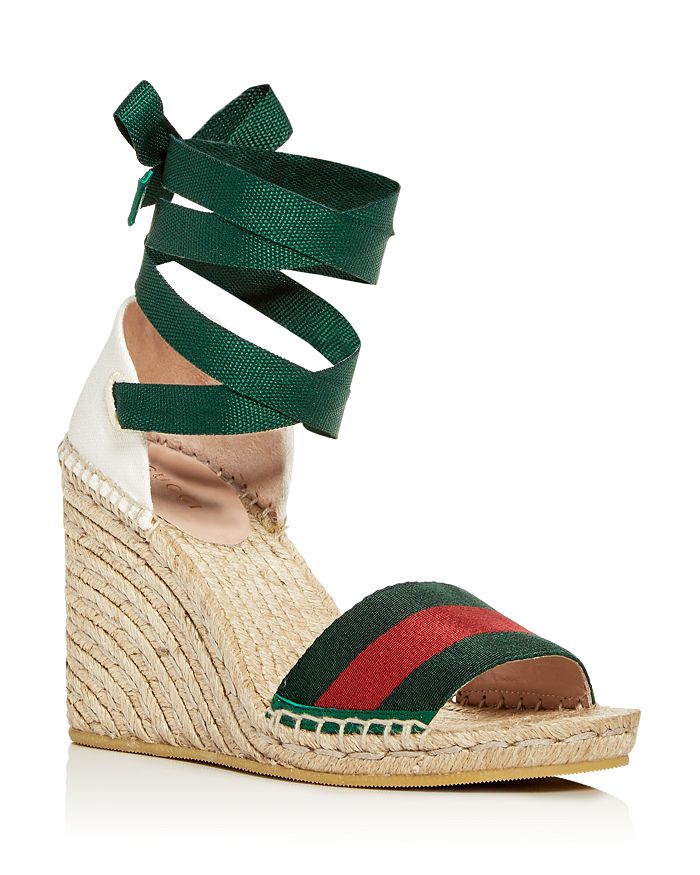 Gucci Women's Ankle Tie Platform Wedge Espadrille Sandals | Bloomingdale's