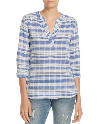 conga line stripe blouse in zephyr blue