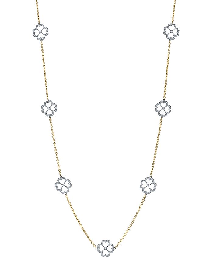 Gumuchian 18k White Gold & 18k Yellow Gold G Boutique Pave Diamond Kelly Motif Station Necklace, 34 In White/gold