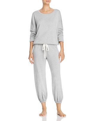 Eberjey Winter Heather Slouchy Long-Sleeve Top & Cropped Jogger Pants ...