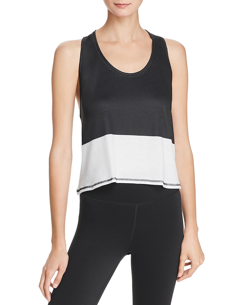 Everlast Color-block Cropped Tank In Black/white