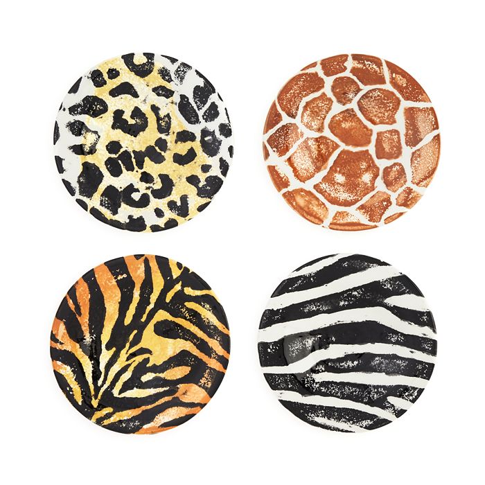 VIETRI Into The Jungle Animal Patterned Canape Plates Set of 4 100