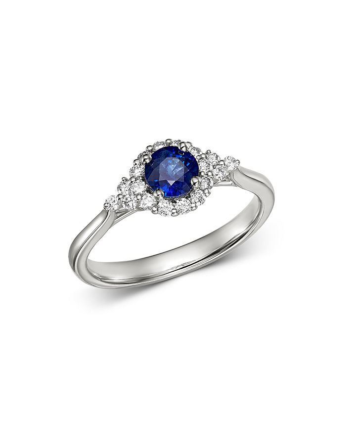 Bloomingdale's Blue Sapphire & Diamond Ring In 14k White Gold - 100% Exclusive In Blue/white