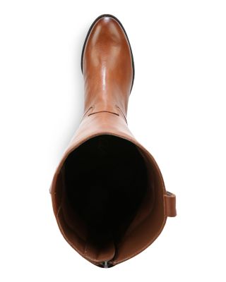 Women's Penny Round Toe Leather Low-Heel Riding Boots