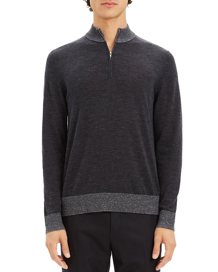Theory Rothley Color-Block Quarter-Zip Sweater | Bloomingdale's