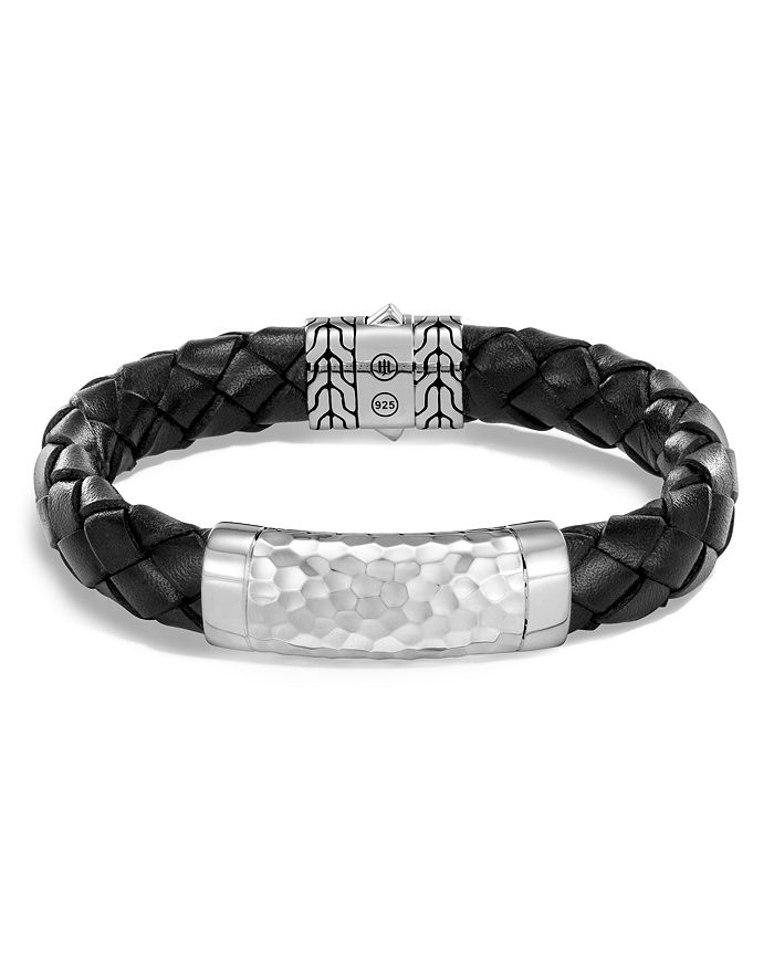 JOHN HARDY Sterling Silver Classic Chain Black Braided Leather Bracelet ...