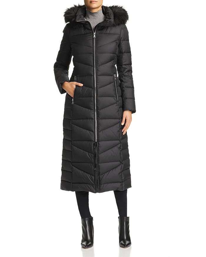 Calvin Klein - Faux Fur Trim Maxi Puffer Coat