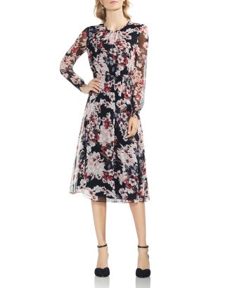 VINCE CAMUTO Timeless Blooms Midi Dress | Bloomingdale's