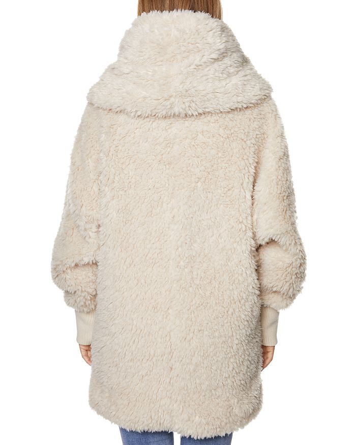 Faux Fur Cocoon Jacket In Cotton Ball