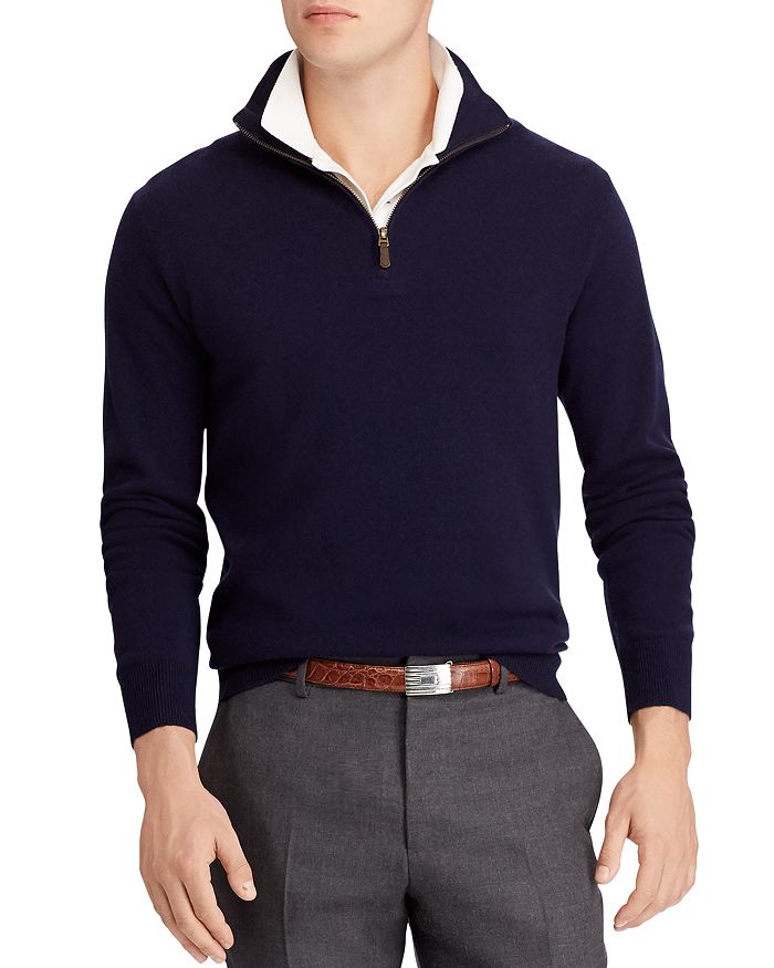 Polo Ralph Lauren Merino Wool Half-zip Sweater In Navy