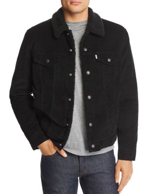 Hooded corduroy trucker jacket best sale with faux shearling lining