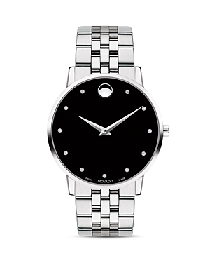 Photos - Wrist Watch Movado Museum Classic Stainless Steel Diamond-Index Watch, 40mm 0607201 