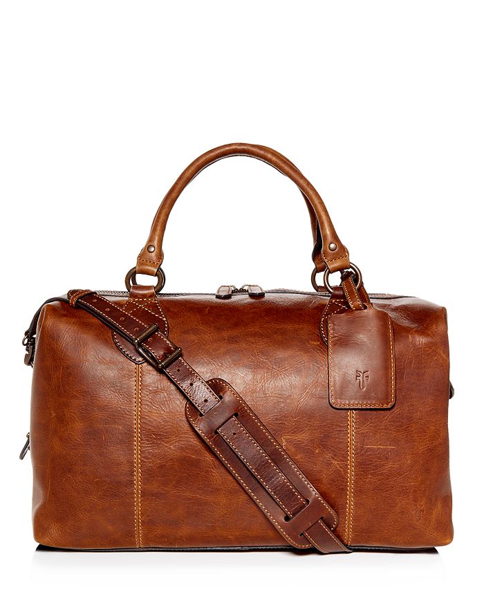 Shop Frye Logan Overnight Leather Duffle Bag In Cognac