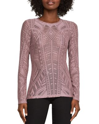 BCBGMAXAZRIA Agda Sheer Geometric Lace Top Bloomingdale s