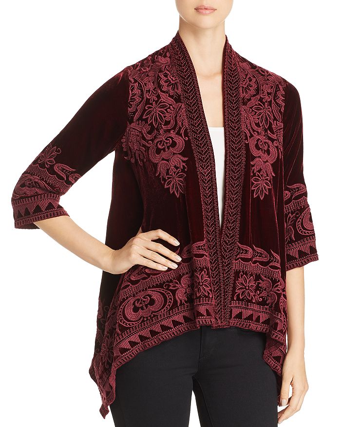 Johnny was hirsch sales velvet draped cardigan