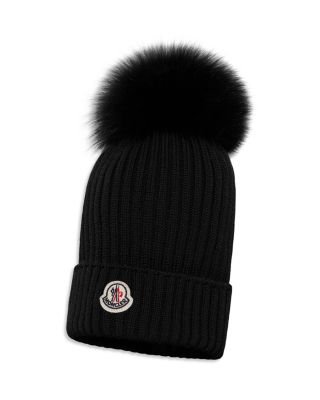 Moncler Unisex Ribbed Fur-Pom Hat 