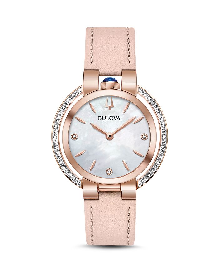 Shop Bulova Rubaiyat Rose Gold-tone Watch, 35mm In White/pink