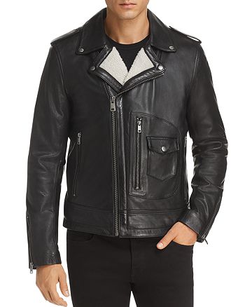 KARL LAGERFELD PARIS Faux Shearling Lined Leather Moto Jacket ...