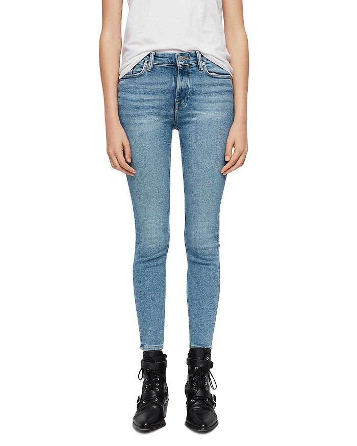ALLSAINTS Grace Zip Hem Cropped Skinny Jeans in Indigo Blue