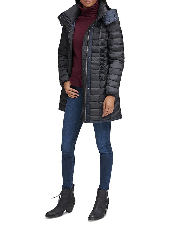 Marc New York Marble Packable Hooded Puffer Coat In Black ModeSens