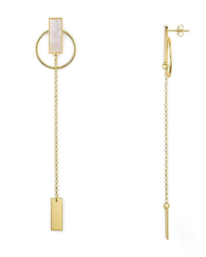 ARGENTO VIVO LINEAR CIRCLE DROP EARRINGS IN 18K GOLD-PLATED STERLING SILVER,124707GMOP