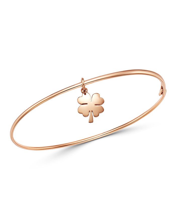 Dodo Four-leaf Clover Charm Bangle Bracelet In Rose Gold