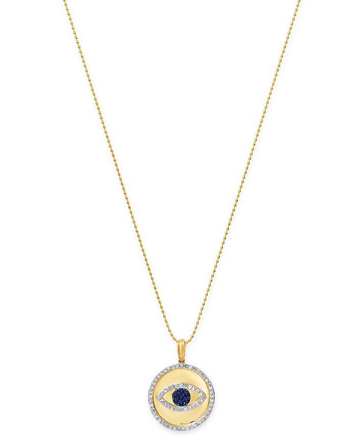 Kc Designs 14k Yellow Gold Blue Sapphire And Diamond Evil Eye Pendant Necklace, 18 In Blue/gold