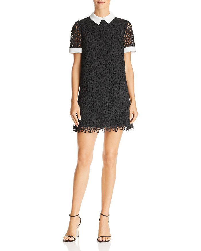 AQUA Collared Lace Shift Dress 100 Exclusive Bloomingdale s