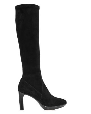tall black suede boots with heel