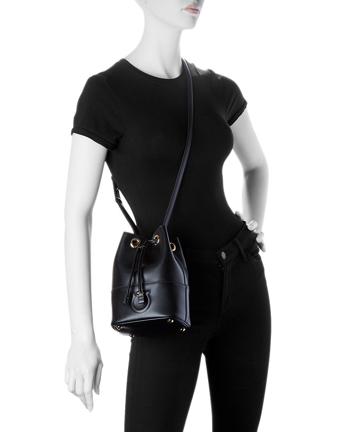Ferragamo City Drawstring Bucket Bag In Black ModeSens