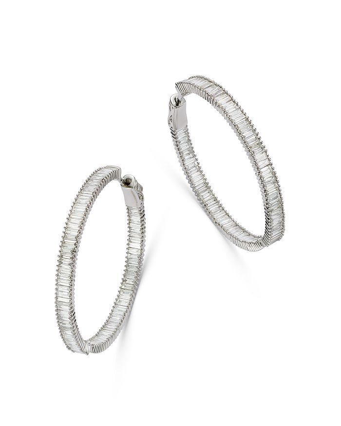 Bloomingdale's Diamond Baguette Hoop Earrings In 14k White Gold, 3.0 Ct. T.w. - 100% Exclusive