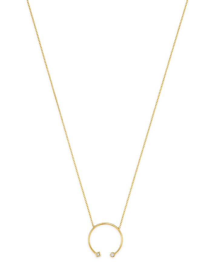 Zoë Chicco 14k Yellow Gold Diamond Open Circle Necklace, 18 In White/gold