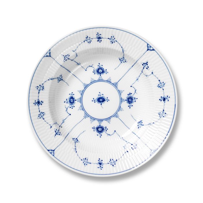 Royal Copenhagen Blue Fluted Plain Rim Soup Plate In Blue/white