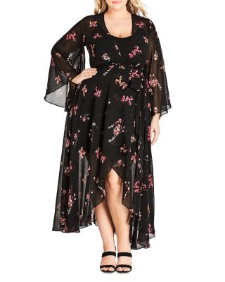 City Chic Plus - Akira Floral-Print Wrap Maxi Dress
