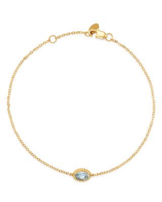 Bloomingdale's Fine Collection - Aquamarine Oval Bezel Set Bracelet in 14K Yellow Gold