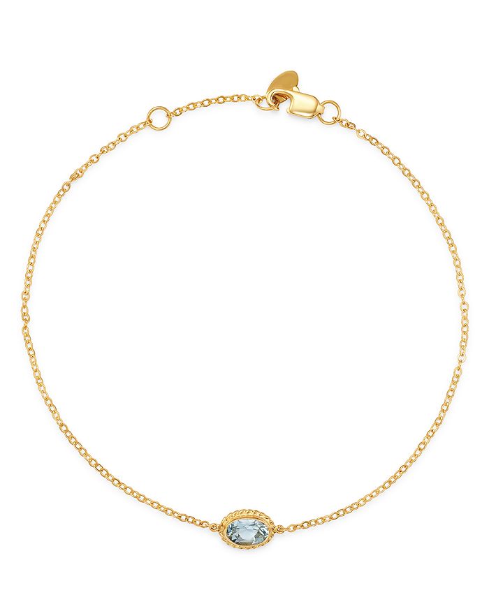 Bloomingdale's Aquamarine Oval Bezel Set Bracelet in 14K Yellow Gold ...