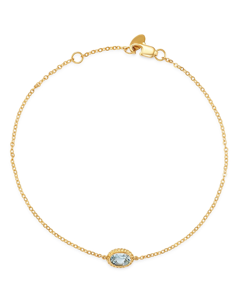 Bloomingdale's Fine Collection Aquamarine Oval Bezel Set Bracelet in 14K Yellow Gold
