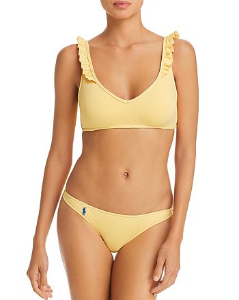 Ralph Lauren Modern Solid Ruffle Bralette Bikini Top & Solid Taylor Hipster  Bikini Bottom | Bloomingdale's