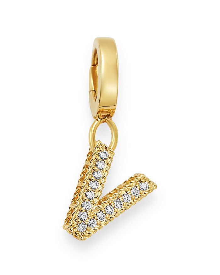 Roberto Coin 18k Yellow Gold Diamond Initial Charm In V/gold