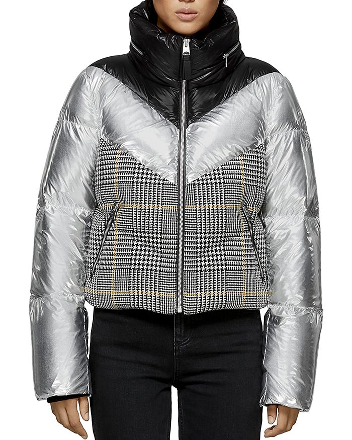 Mackage Mimi Color Block Check Lux Cropped Down Coat Bloomingdale s