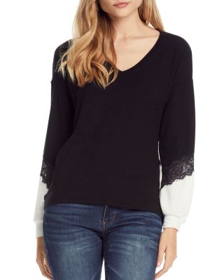 Michael Stars - Color Block Lace Trim Sweater