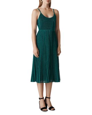 whistles green pleated dress Regina Sparkle Model