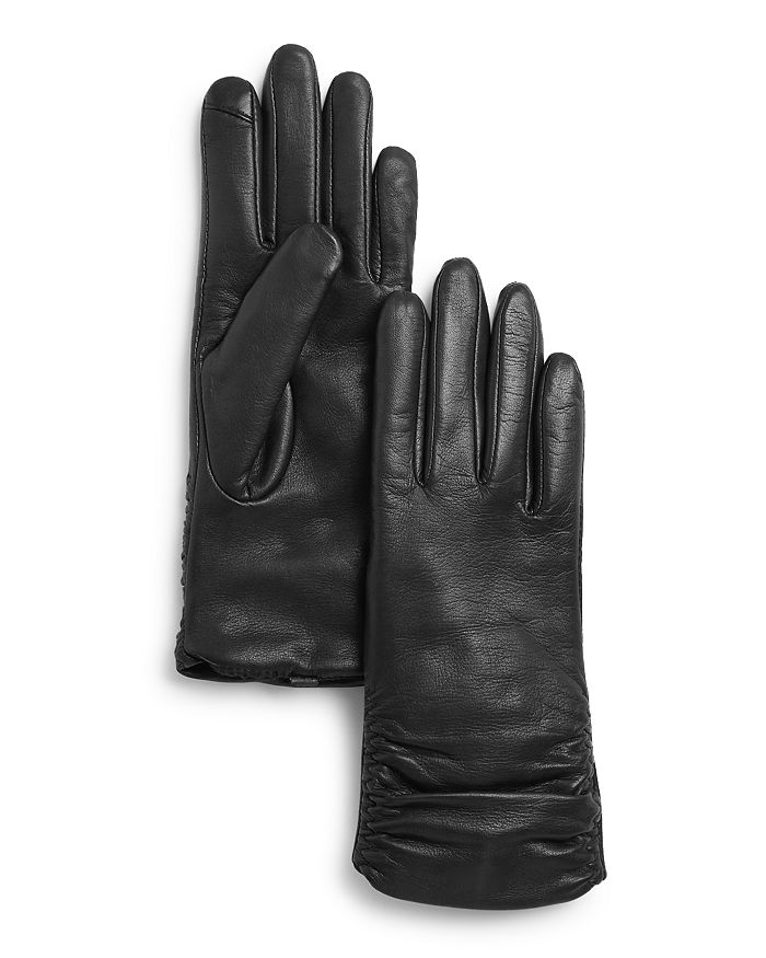 Fownes Metisse Ruched Leather Tech Gloves | Bloomingdale's