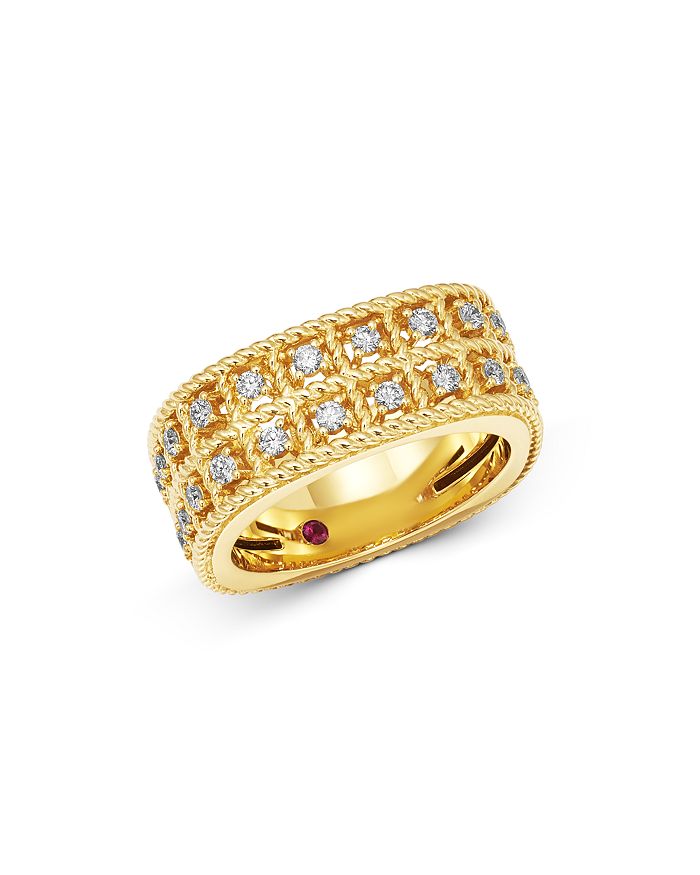 Roberto Coin 18K YELLOW GOLD BYZANTINE BAROCCO DIAMOND TWO-ROW RING