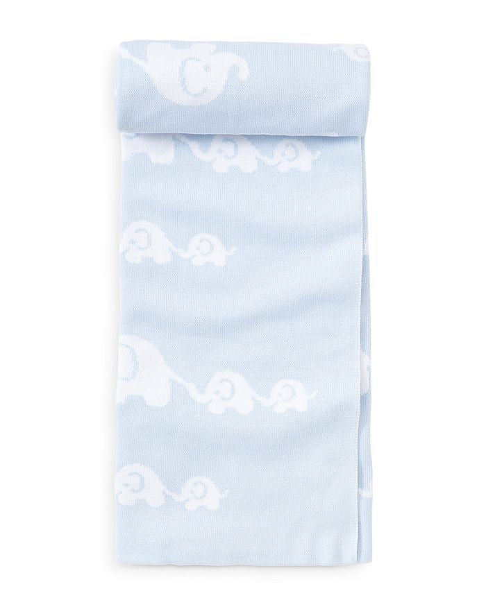 Kissy Kissy Unisex Elephant Print Blanket - Baby In Light Blue/white