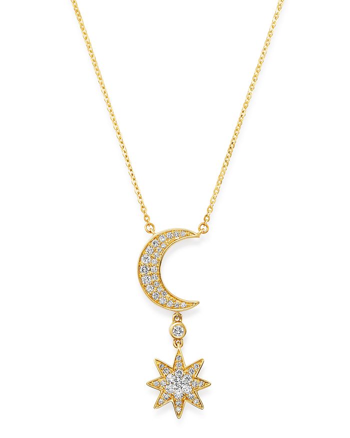 Bloomingdale's Diamond Moon & Starburst Pendant Necklace in 14K Yellow